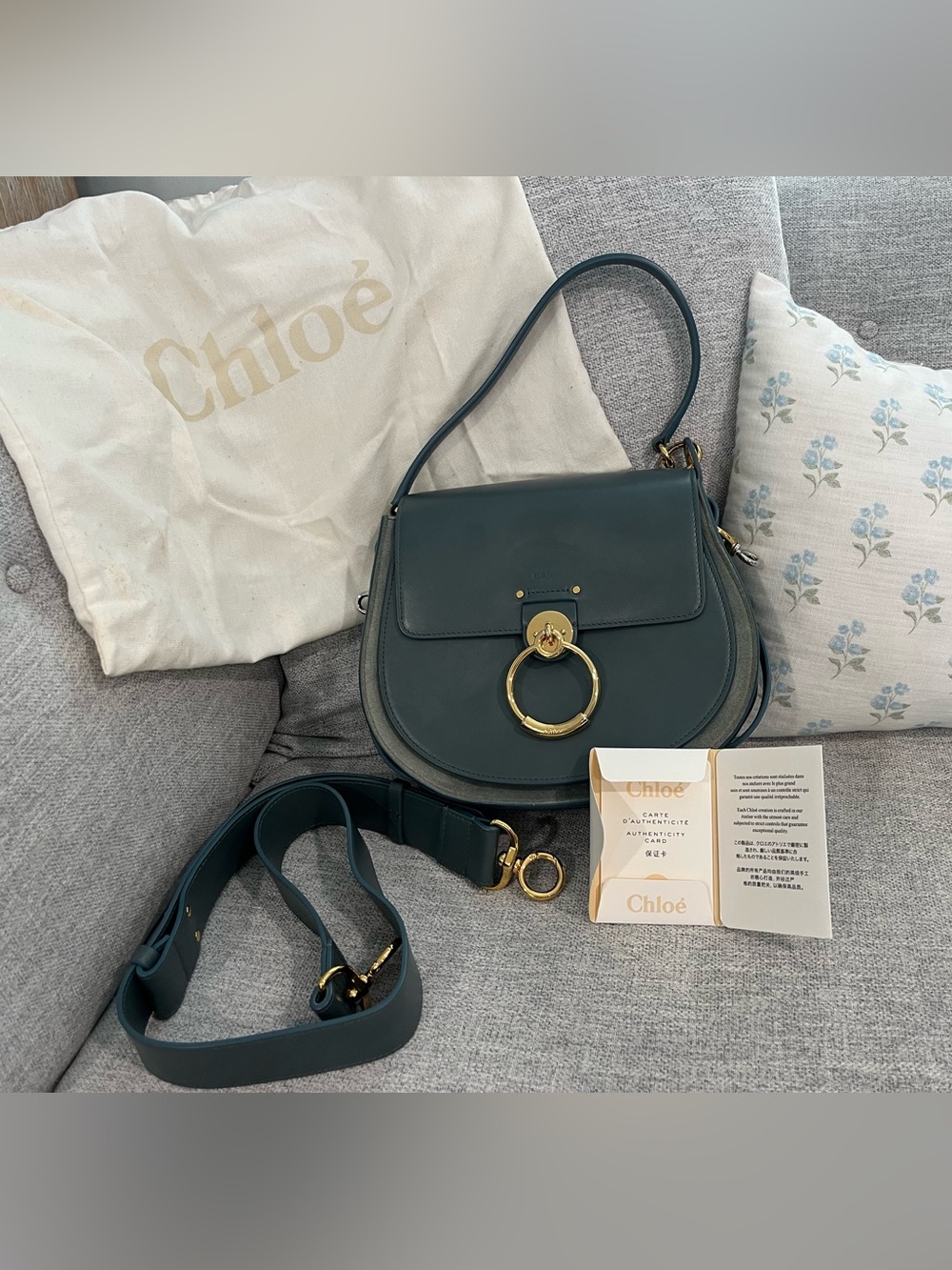 Chloe Large Tess Cloudy Blue Luxury Leather & Suede Bag